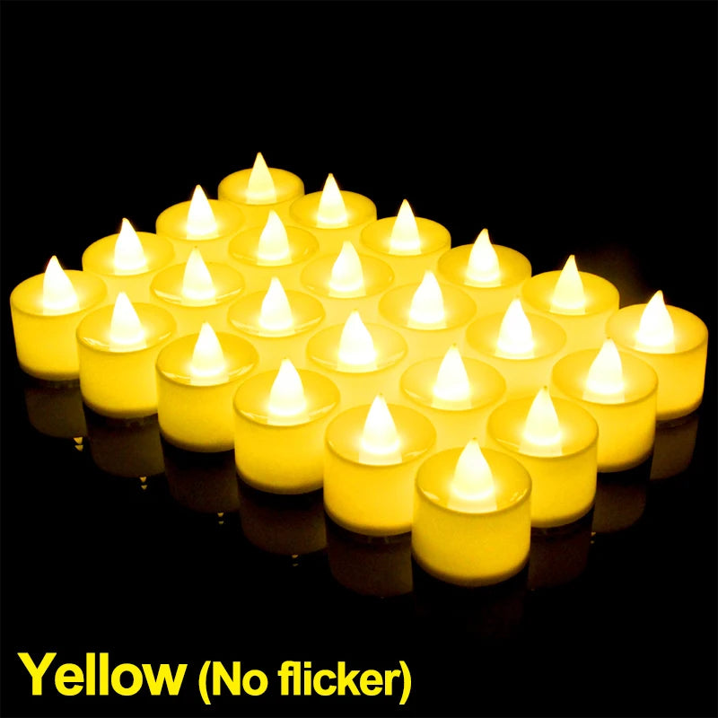 Velas LED Tipo Tealight sin Llama | A Pilas | Decoración para Hogar, Bodas o Cumpleaños (Pack Múltiple)