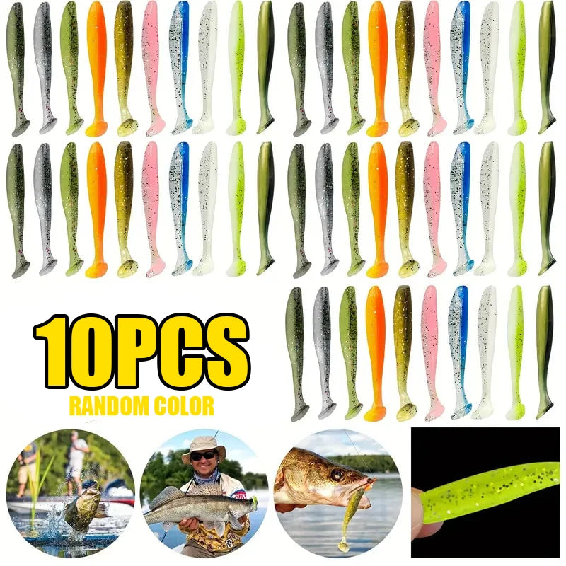 Cebo de Pesca Suave con Cola Flexible 55/65/75mm | Set Swimbaits de Silicona para Lucio, Bass y Carpa (10/50/100 Uds)