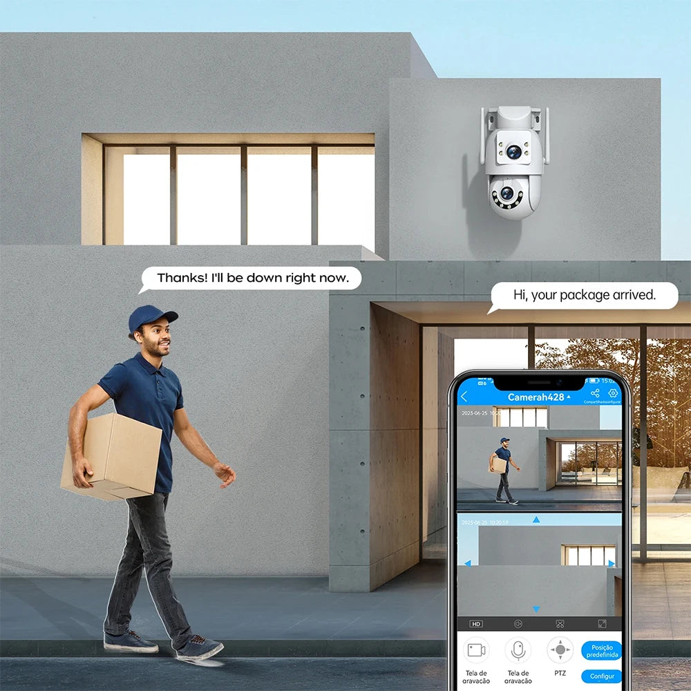 Cámara Jooan 4K 8MP WiFi PTZ Exterior con Zoom 5X, Doble Lente y Seguimiento AI