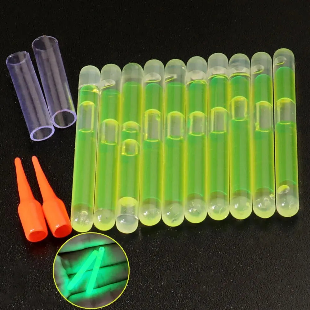 Barras Luminosas 10PCS Fireflies 4.5×40mm para Flotador de Pesca – Varillas Fluorescentes Nocturnas