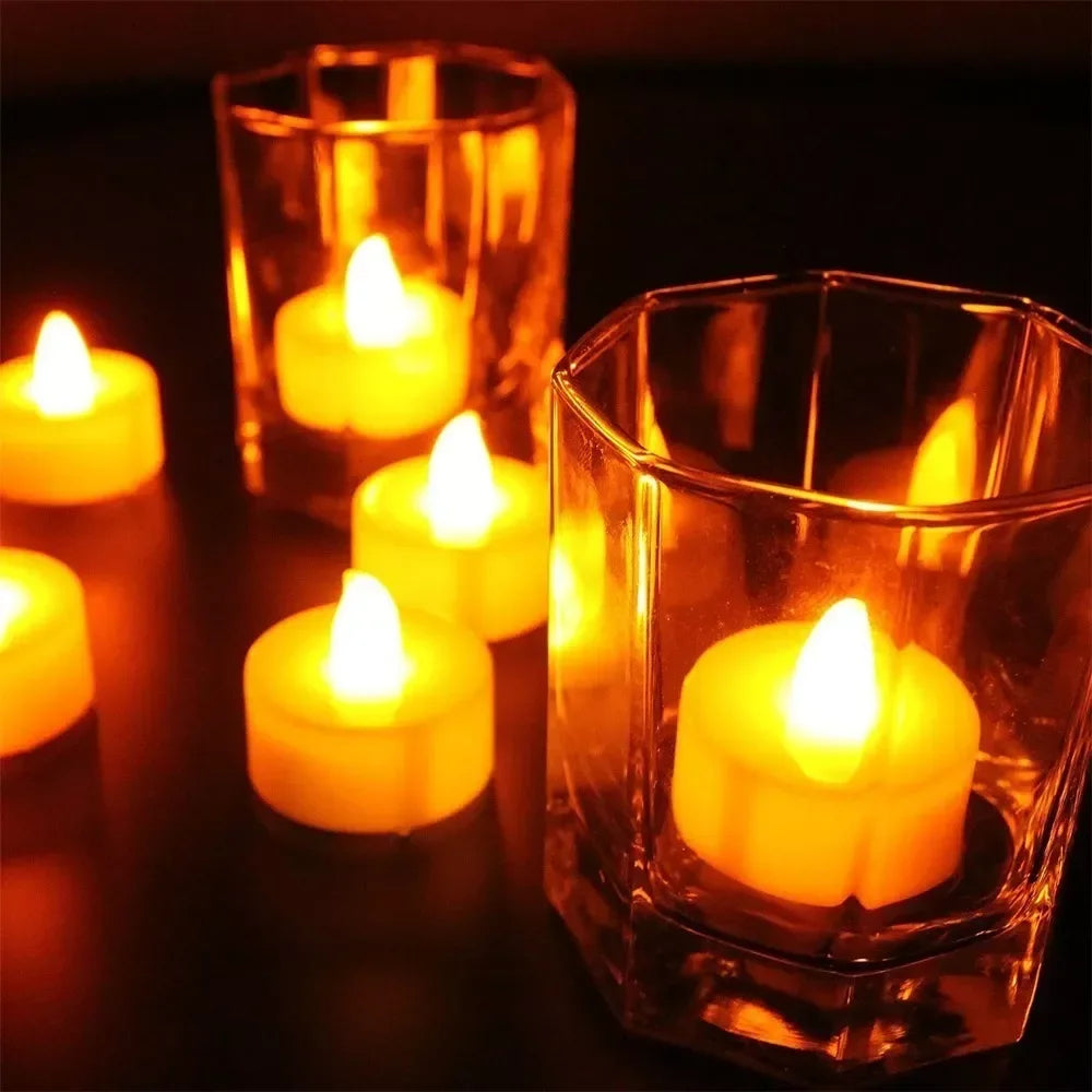 Velas LED Tipo Tealight sin Llama | A Pilas | Decoración para Hogar, Bodas o Cumpleaños (Pack Múltiple)