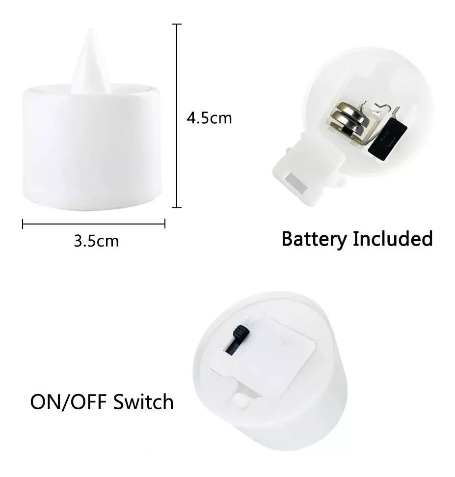 Velas LED Tipo Tealight sin Llama | A Pilas | Decoración para Hogar, Bodas o Cumpleaños (Pack Múltiple)