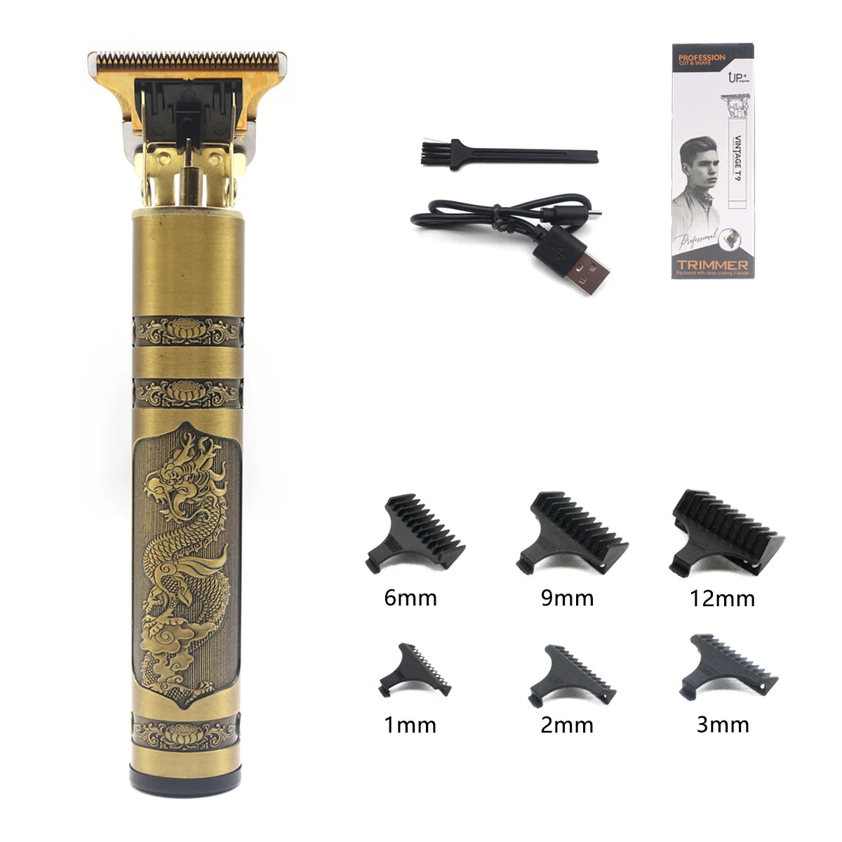 T9 Cortapelos Profesional Metálico | Trimmer de Precisión 0mm para Barba y Cabello Masculino