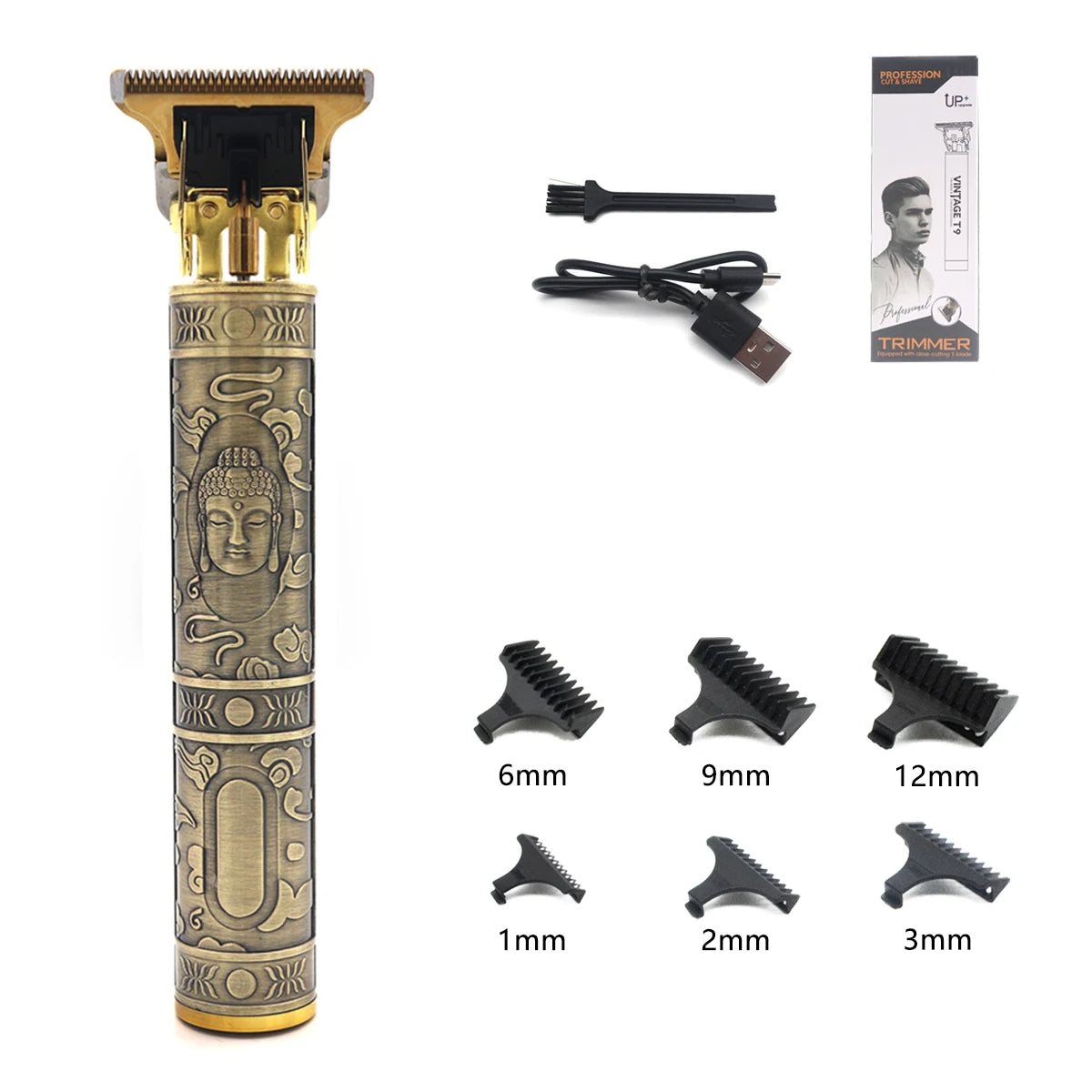 T9 Cortapelos Profesional Metálico | Trimmer de Precisión 0mm para Barba y Cabello Masculino