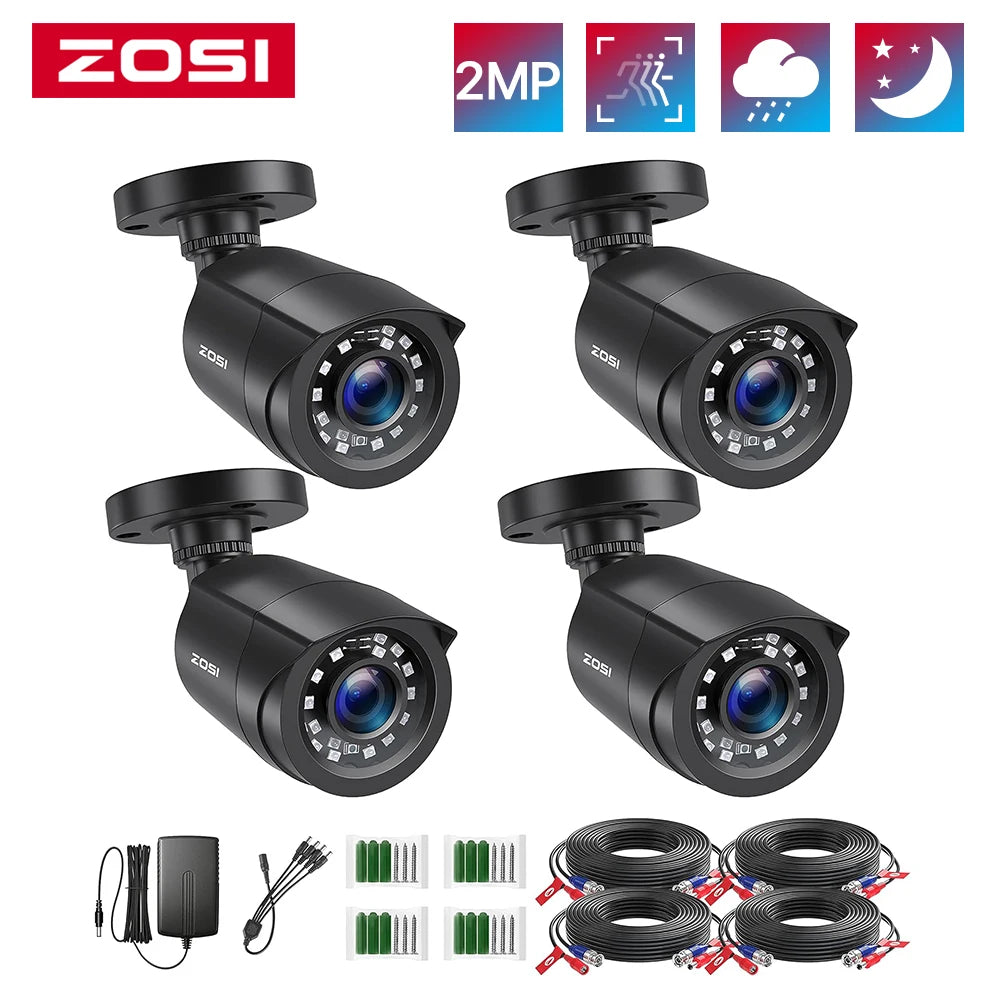 ZOSI 1080P 4 Cámaras HD TVI para Interior y Exterior – CCTV Bullet Resistente al Clima