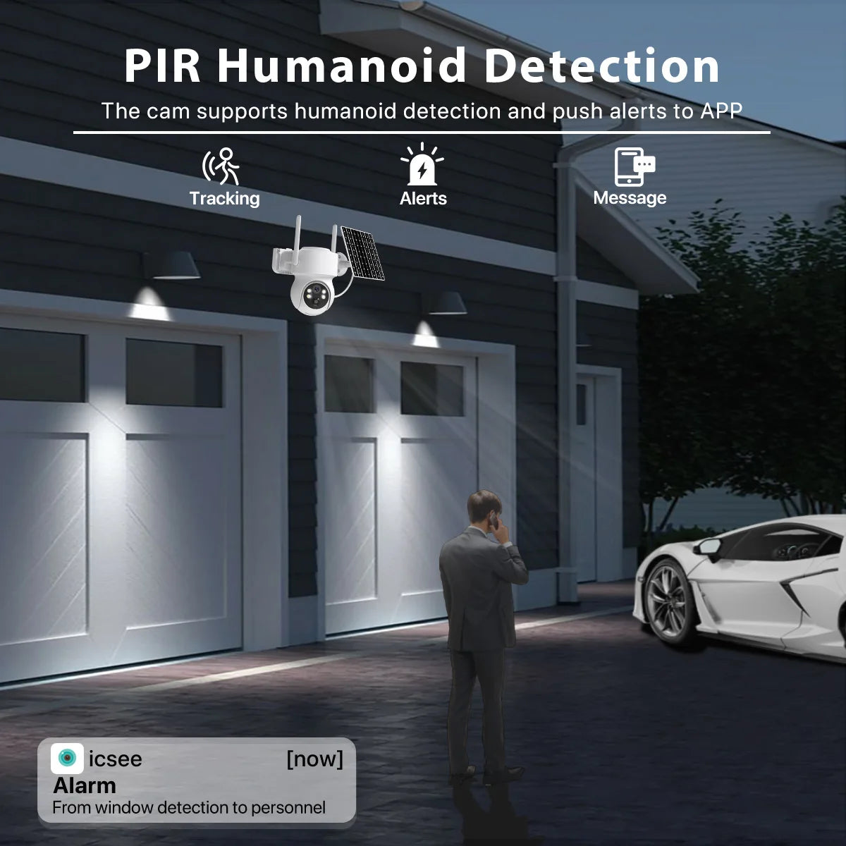 Cámara WONSDAR WiFi PTZ Exterior con Batería Incorporada y Panel Solar – HD iCSee