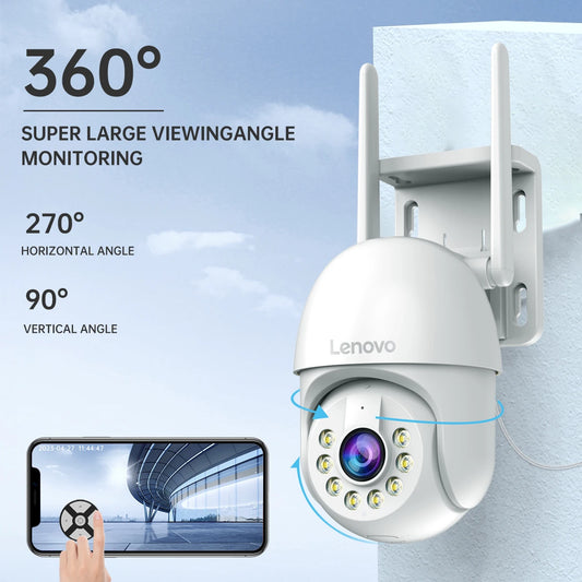 Cámara Lenovo 5MP WiFi PTZ Exterior con Zoom 5X, Seguimiento Automático y ONVIF