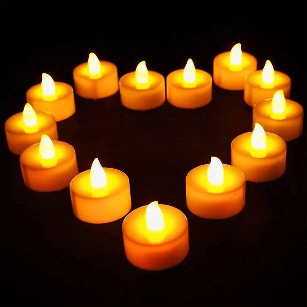 Velas LED Tipo Tealight sin Llama | A Pilas | Decoración para Hogar, Bodas o Cumpleaños (Pack Múltiple)