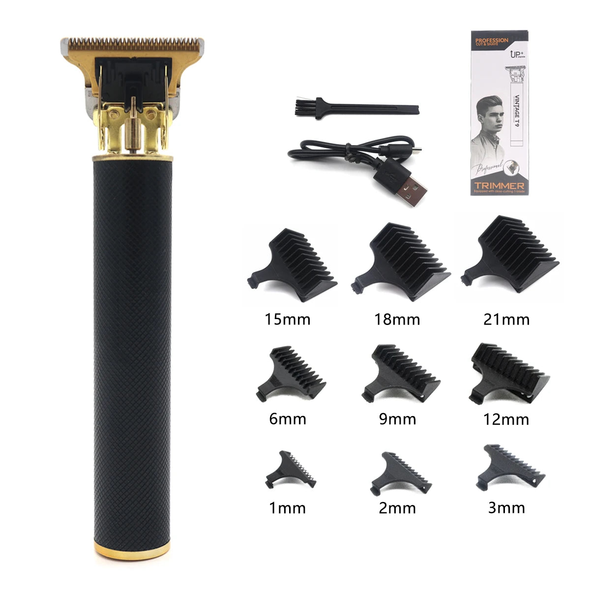 T9 Cortapelos Profesional Metálico | Trimmer de Precisión 0mm para Barba y Cabello Masculino