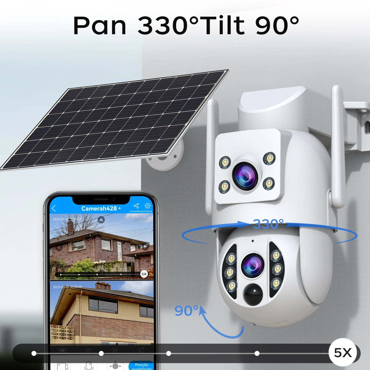 Cámara JOOAN 4MP Solar WiFi Exterior con Doble Lente y Batería – Seguimiento Automático y Visión Nocturna PIR