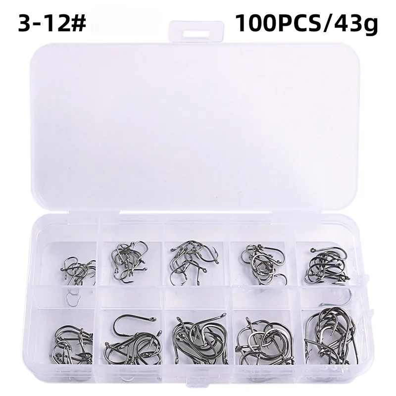 Anzuelos de Pesca de Acero al Carbono – Afilados y Resistentes 3#-12# 50-1600Pcs/Box