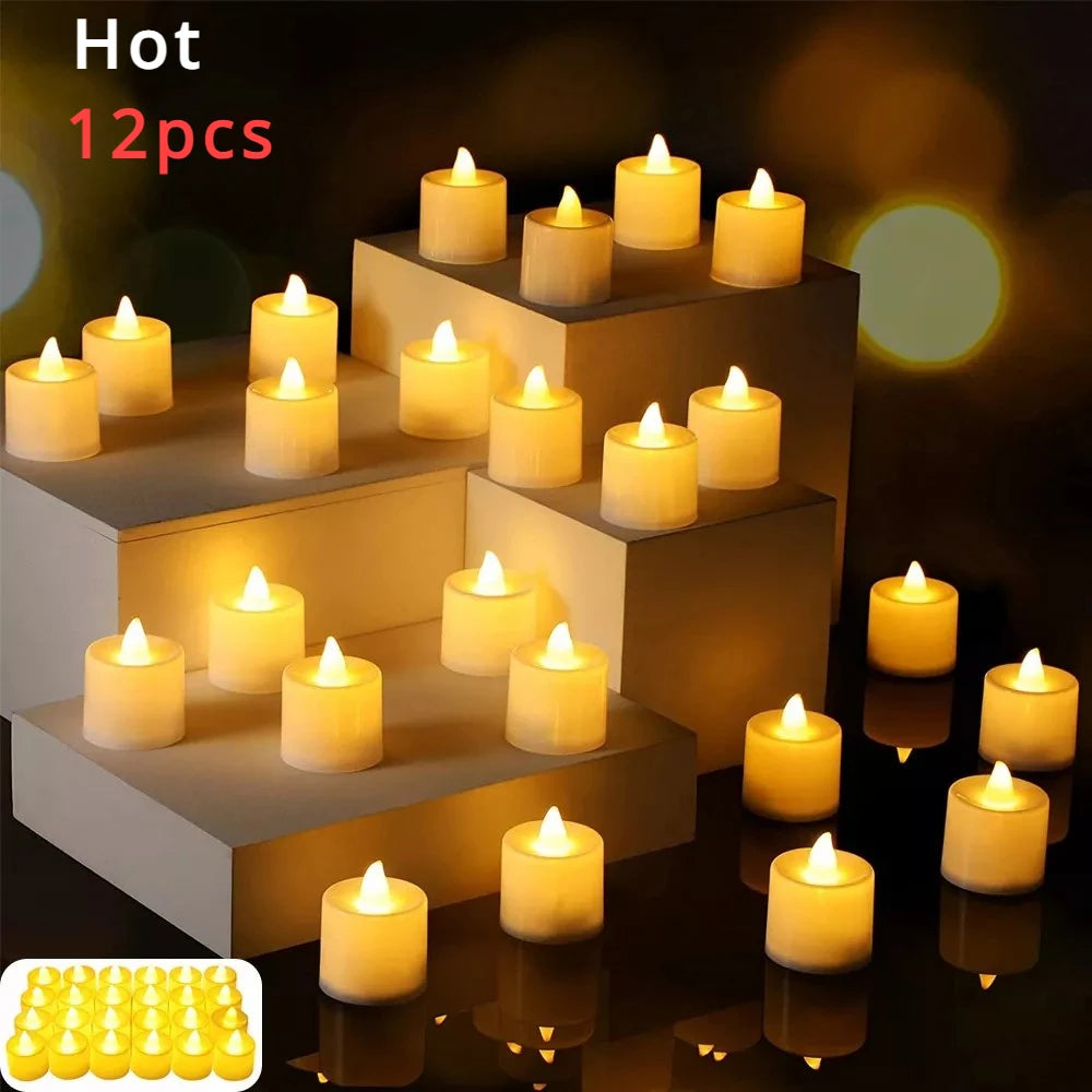 Velas LED Tipo Tealight sin Llama | A Pilas | Decoración para Hogar, Bodas o Cumpleaños (Pack Múltiple)