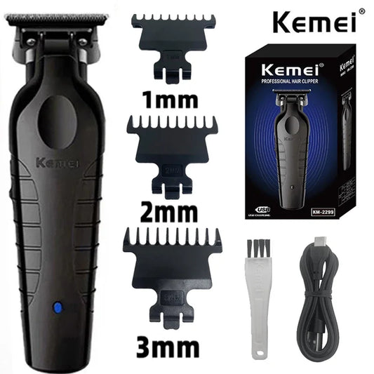 Kemei 2299 Cortapelos Profesional Inalámbrico | Trimmer 0mm Zero Gapped para Barbería y Peluquería