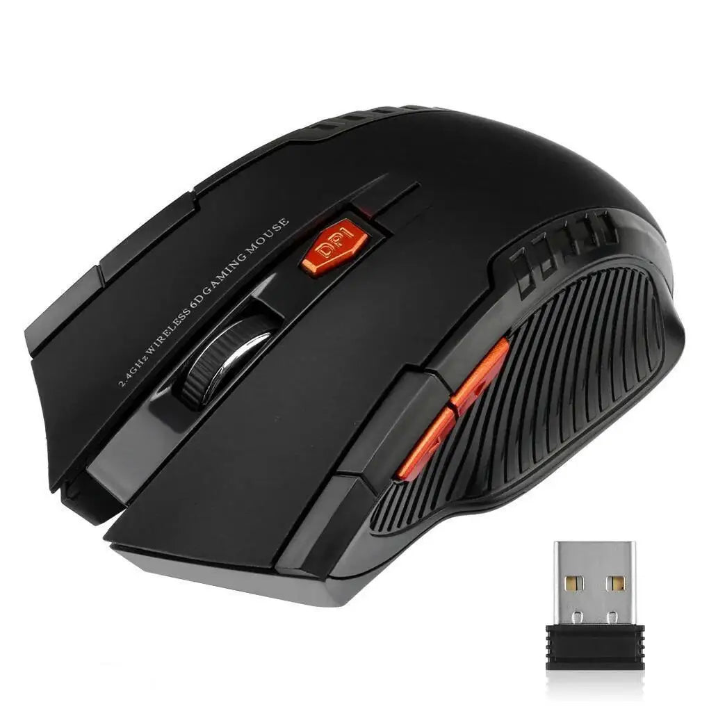 Ratón Inalámbrico 2.4G 1600DPI Óptico Gamer | 6 Botones con Receptor USB para PC y Portátil