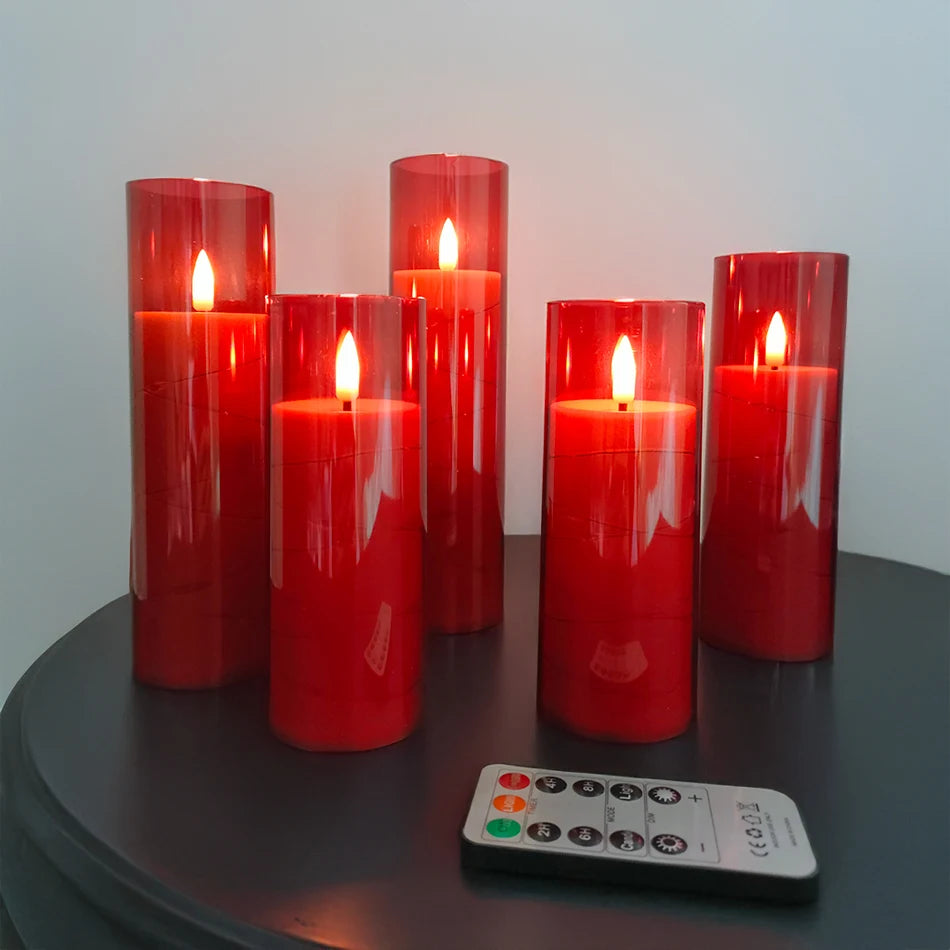 Set de 5 Velas LED Rojas sin Llama | Decoración para Hogar, Fiestas, Halloween o Bodas