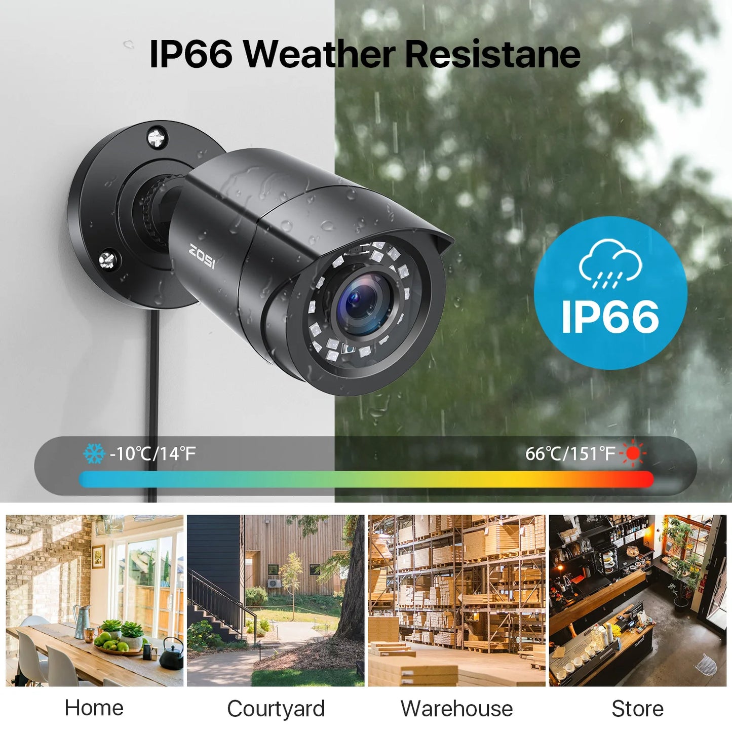 ZOSI 1080P 4 Cámaras HD TVI para Interior y Exterior – CCTV Bullet Resistente al Clima