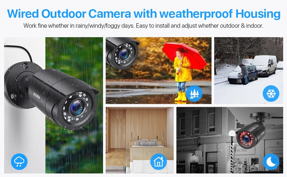 ZOSI 1080P 4 Cámaras HD TVI para Interior y Exterior – CCTV Bullet Resistente al Clima