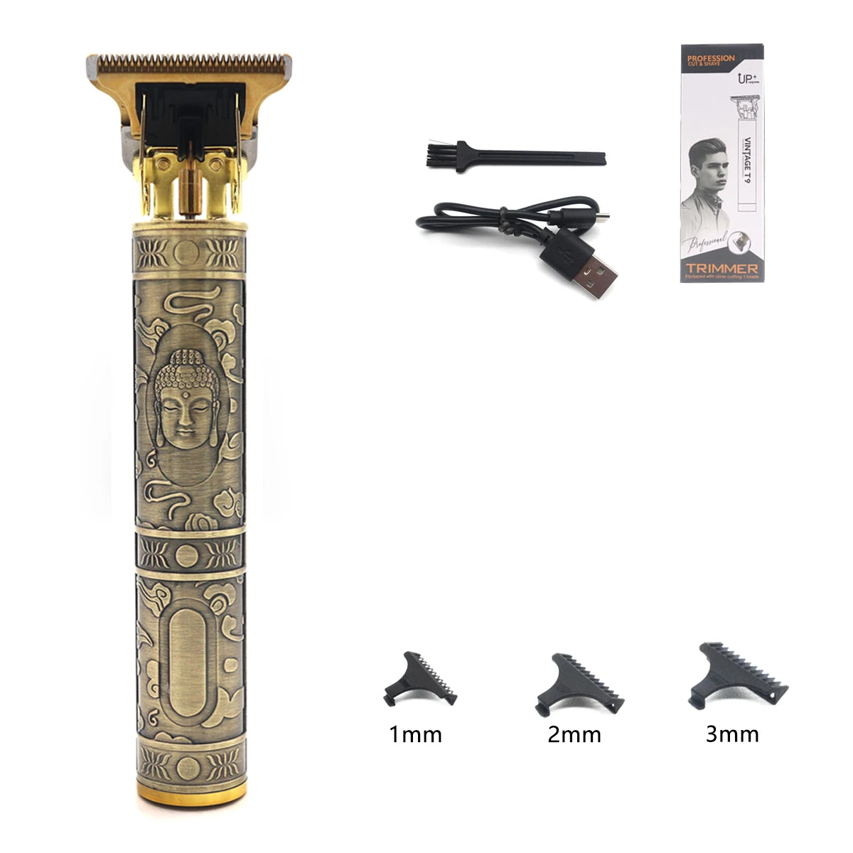 T9 Cortapelos Profesional Metálico | Trimmer de Precisión 0mm para Barba y Cabello Masculino