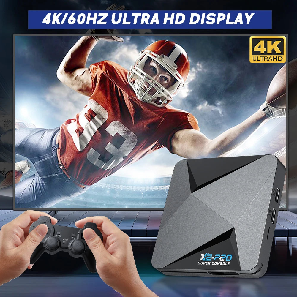 KINHANK Super Console X2 Pro – Consola Retro con 90.000 Juegos + Mandos Inalámbricos | Compatible con PS1, Dreamcast, MAME y Sega Saturn