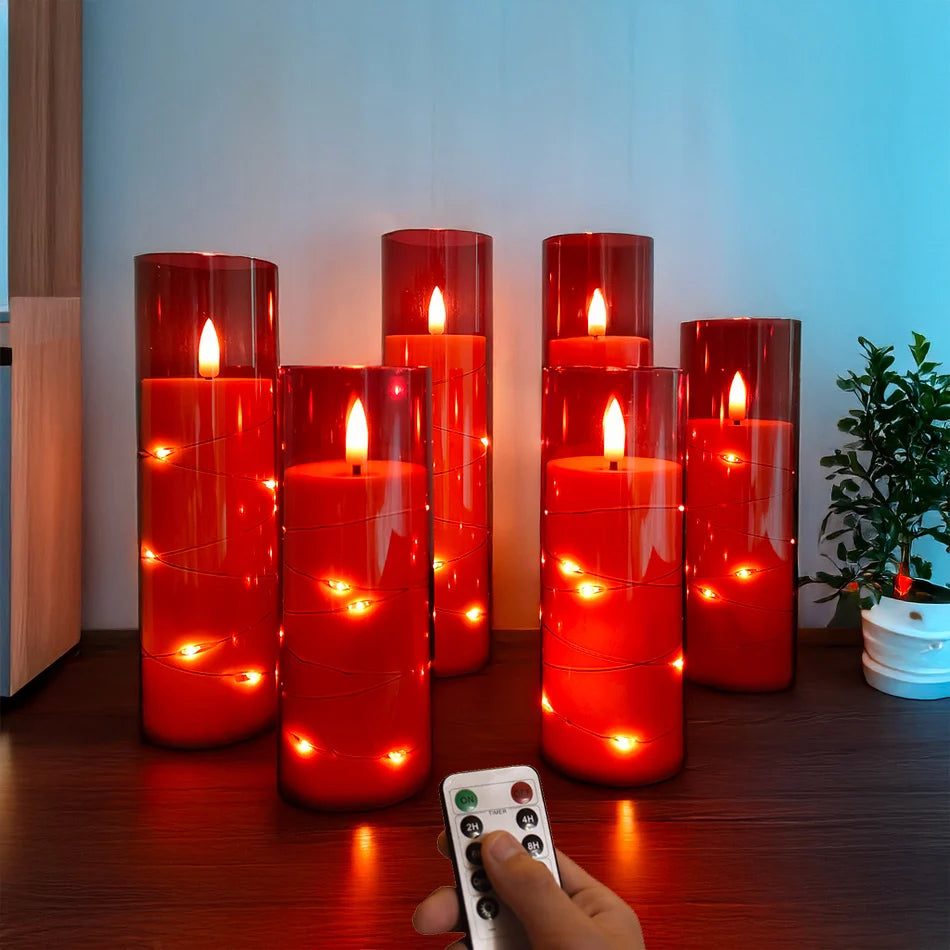 Set de 5 Velas LED Rojas sin Llama | Decoración para Hogar, Fiestas, Halloween o Bodas