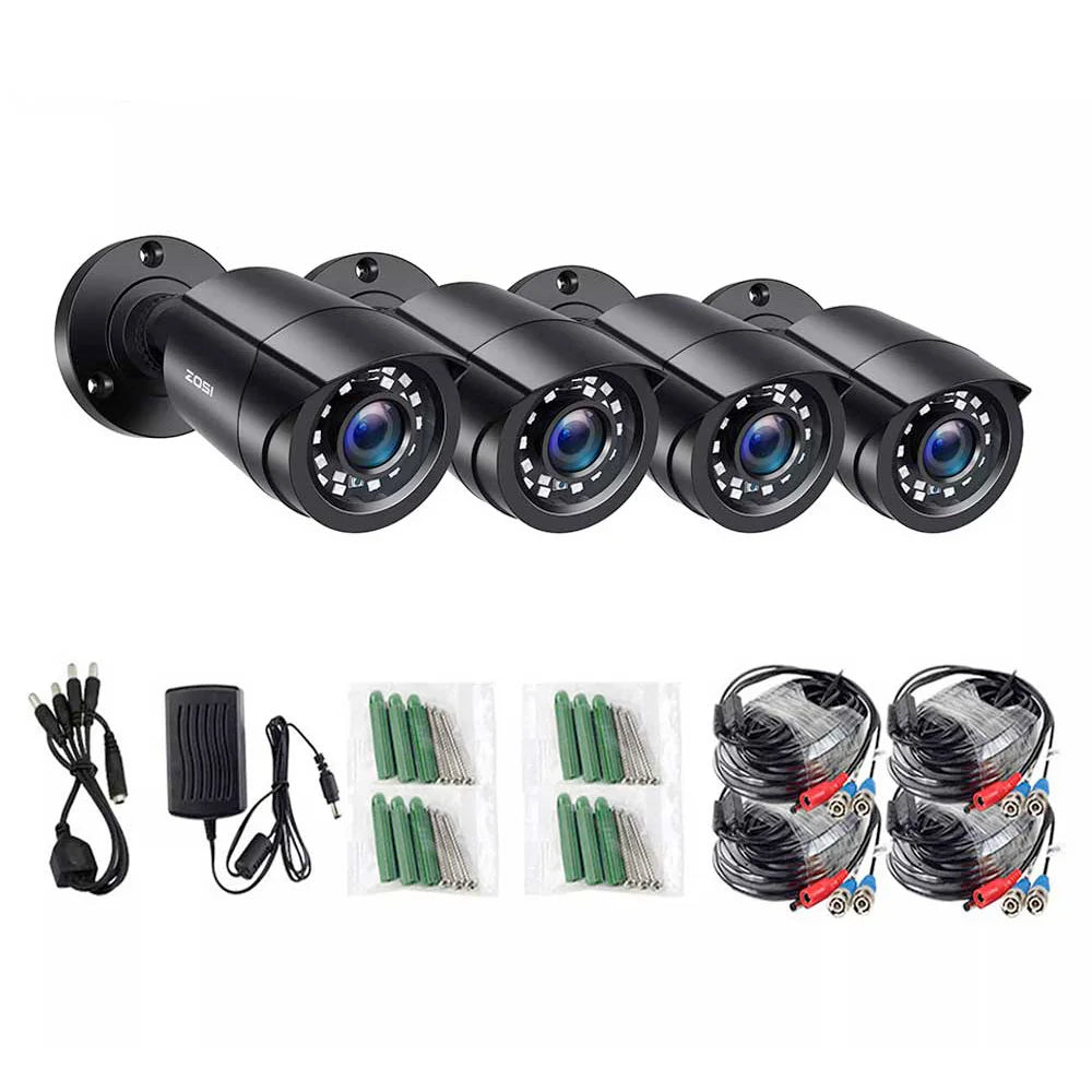 ZOSI 1080P 4 Cámaras HD TVI para Interior y Exterior – CCTV Bullet Resistente al Clima