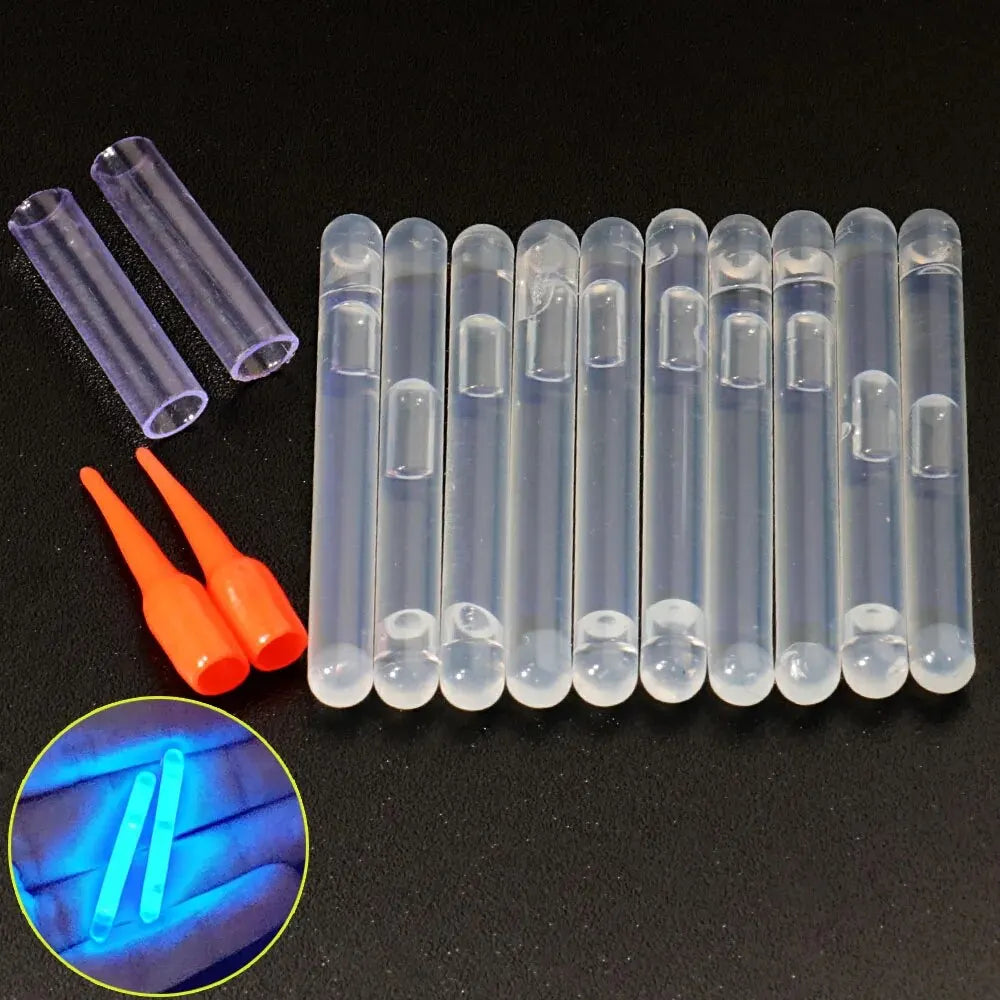 Barras Luminosas 10PCS Fireflies 4.5×40mm para Flotador de Pesca – Varillas Fluorescentes Nocturnas