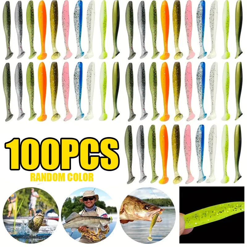 Cebo de Pesca Suave con Cola Flexible 55/65/75mm | Set Swimbaits de Silicona para Lucio, Bass y Carpa (10/50/100 Uds)