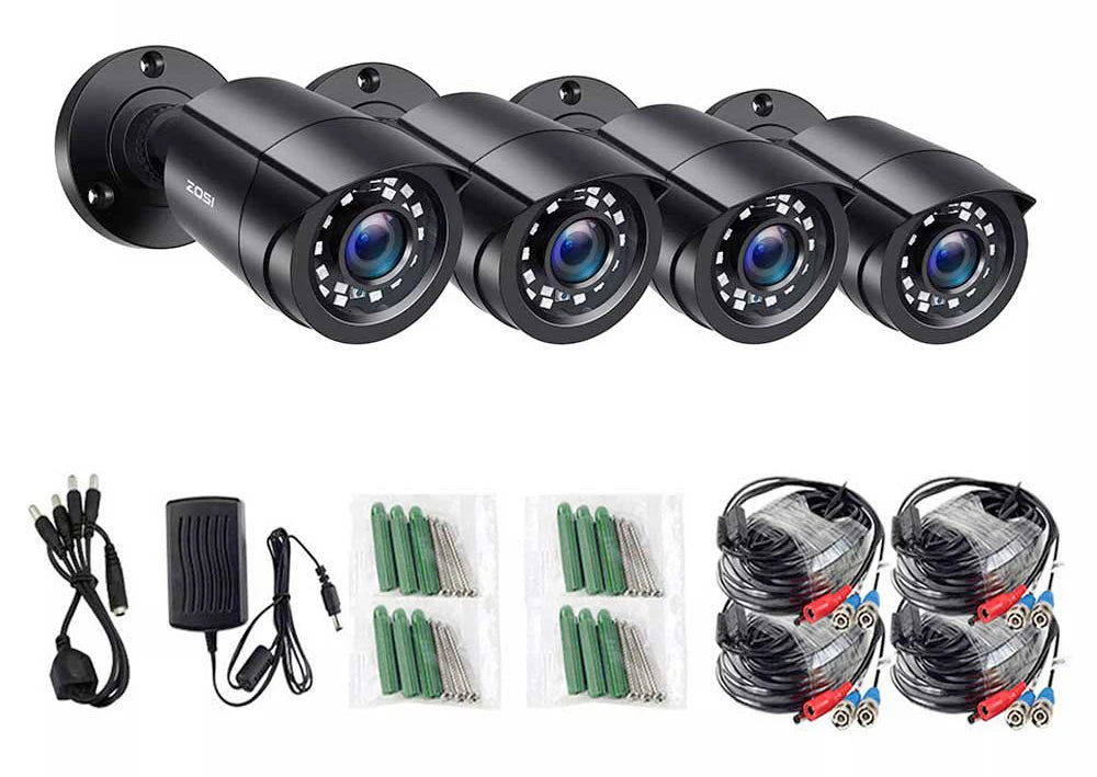 ZOSI 1080P 4 Cámaras HD TVI para Interior y Exterior – CCTV Bullet Resistente al Clima
