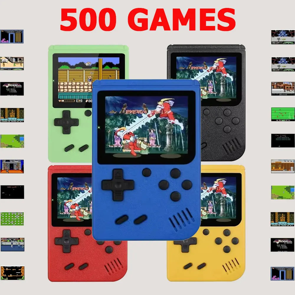 Mini Consola Retro Portátil 8-Bit con 500 Juegos y Mando – Salida AV para TV
