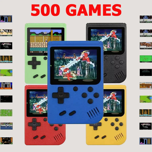 Mini Consola Retro Portátil 8-Bit con 500 Juegos y Mando – Salida AV para TV