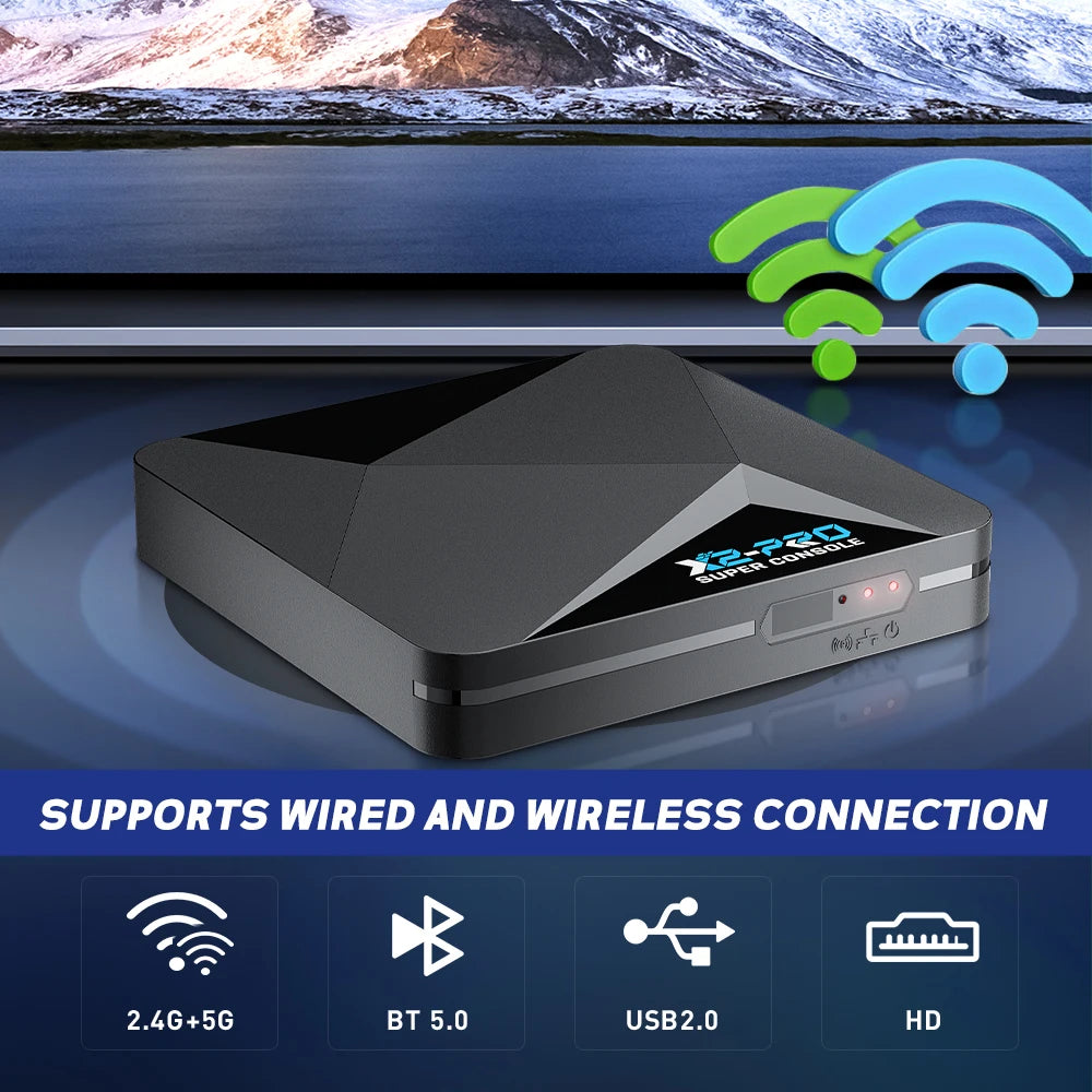 KINHANK Super Console X2 Pro – Consola Retro con 90.000 Juegos + Mandos Inalámbricos | Compatible con PS1, Dreamcast, MAME y Sega Saturn