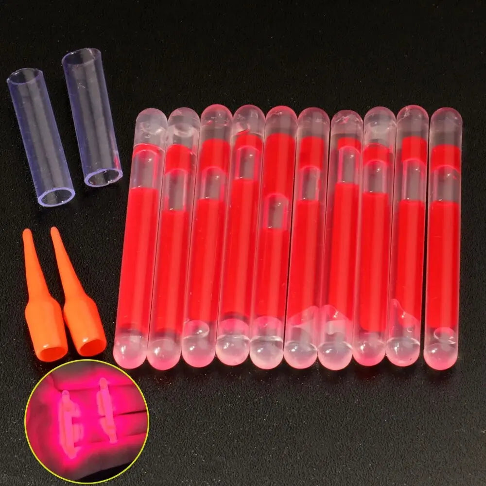Barras Luminosas 10PCS Fireflies 4.5×40mm para Flotador de Pesca – Varillas Fluorescentes Nocturnas