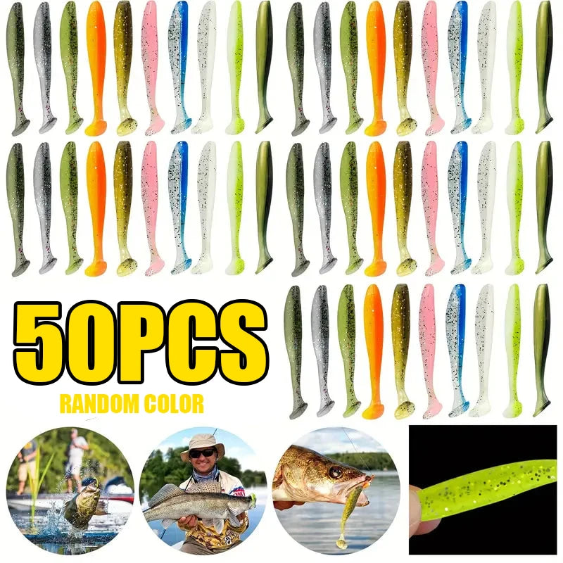 Cebo de Pesca Suave con Cola Flexible 55/65/75mm | Set Swimbaits de Silicona para Lucio, Bass y Carpa (10/50/100 Uds)