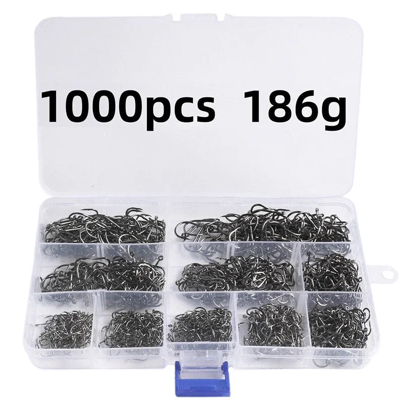 Anzuelos de Pesca de Acero al Carbono – Afilados y Resistentes 3#-12# 50-1600Pcs/Box