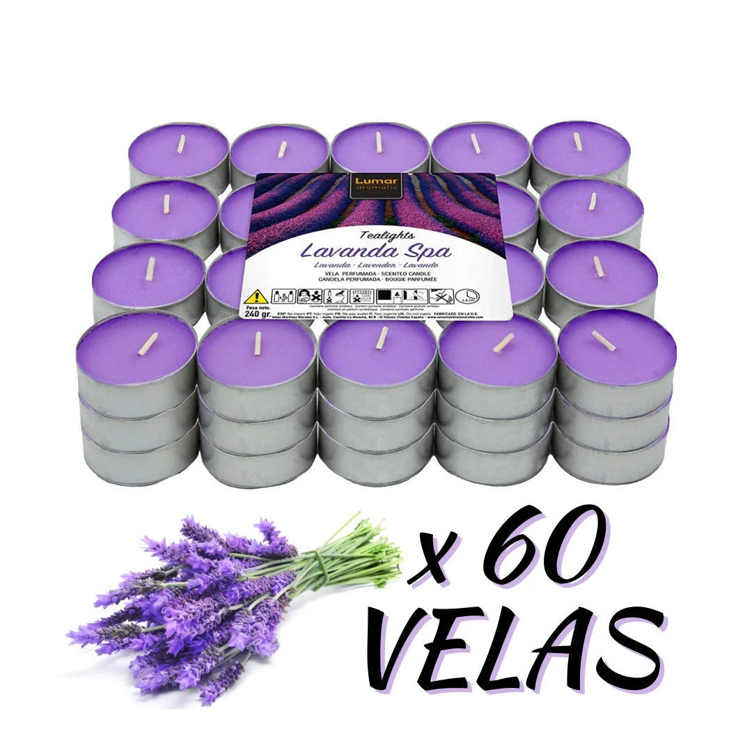 Krown – Pack de 60 o 100 Velas Aromáticas Tealights (4,5h duración) – Vainilla, Canela, Coco, Lavanda y más