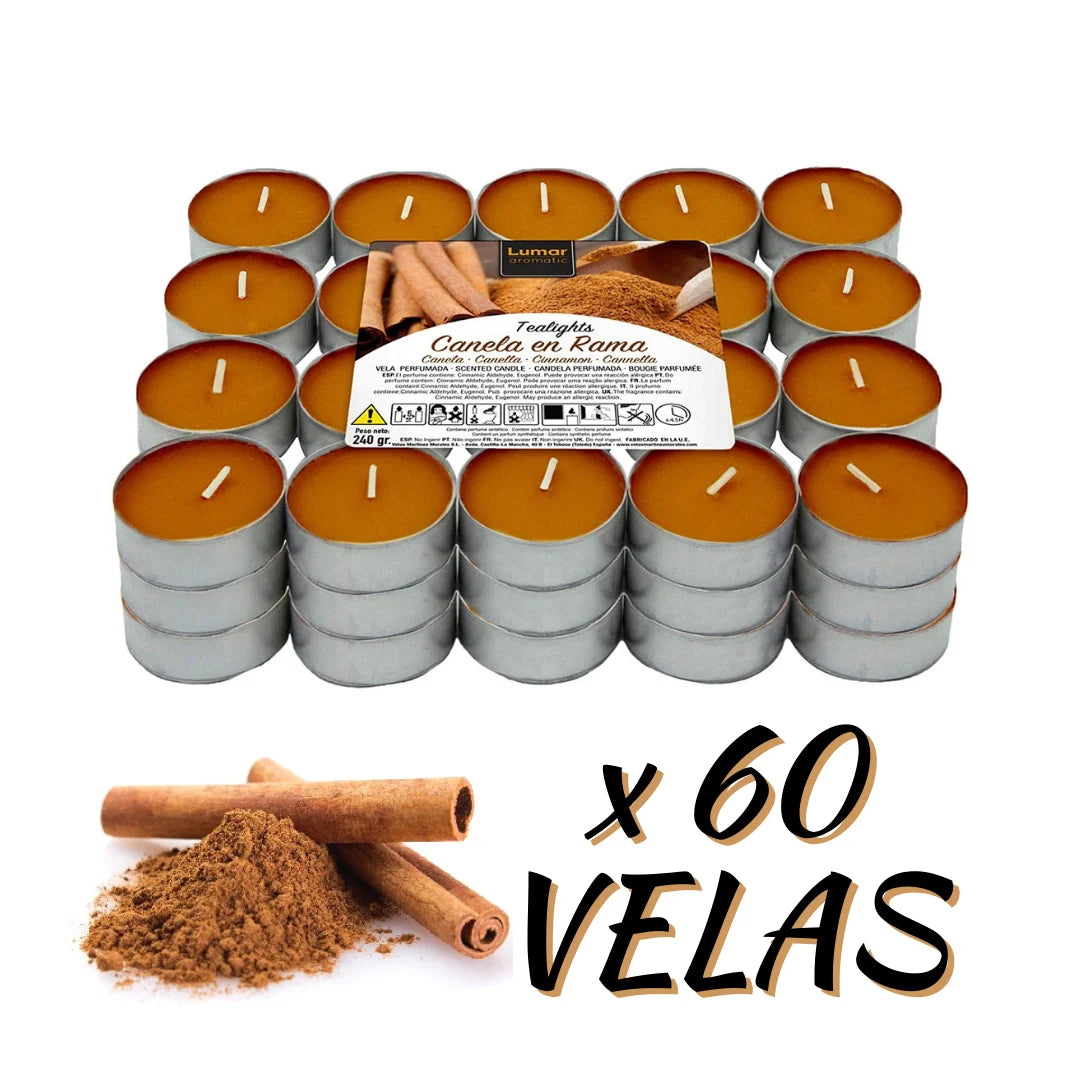 Krown – Pack de 60 o 100 Velas Aromáticas Tealights (4,5h duración) – Vainilla, Canela, Coco, Lavanda y más