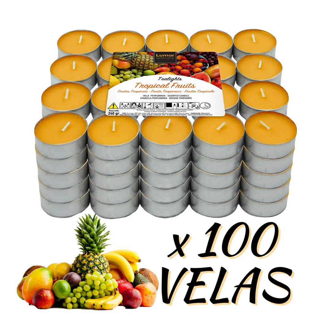 Krown – Pack de 60 o 100 Velas Aromáticas Tealights (4,5h duración) – Vainilla, Canela, Coco, Lavanda y más