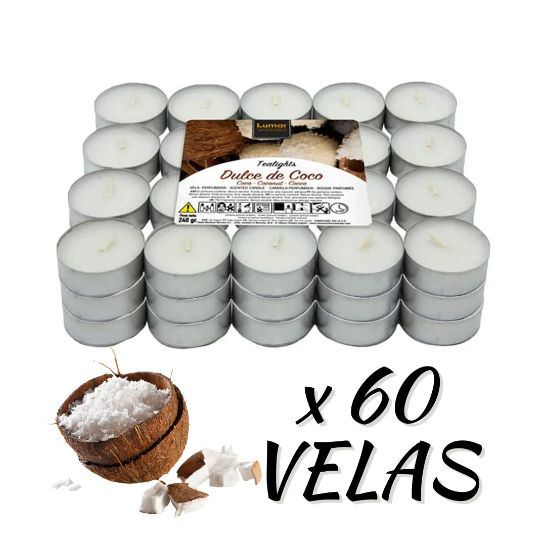Krown – Pack de 60 o 100 Velas Aromáticas Tealights (4,5h duración) – Vainilla, Canela, Coco, Lavanda y más