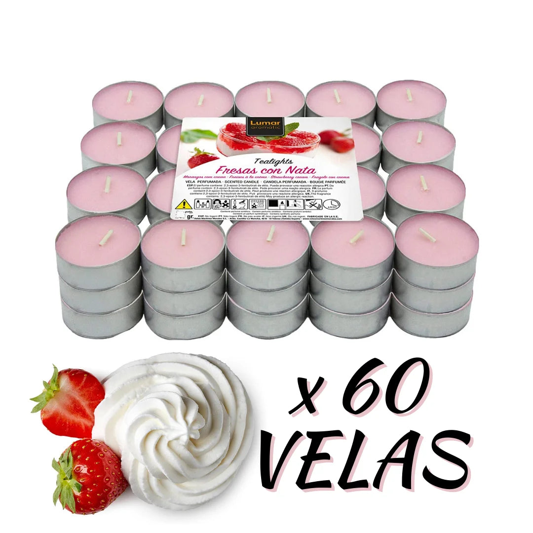 Krown – Pack de 60 o 100 Velas Aromáticas Tealights (4,5h duración) – Vainilla, Canela, Coco, Lavanda y más