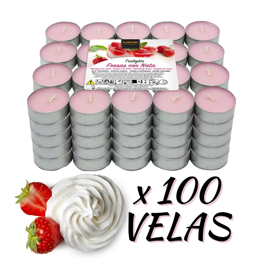 Krown – Pack de 60 o 100 Velas Aromáticas Tealights (4,5h duración) – Vainilla, Canela, Coco, Lavanda y más