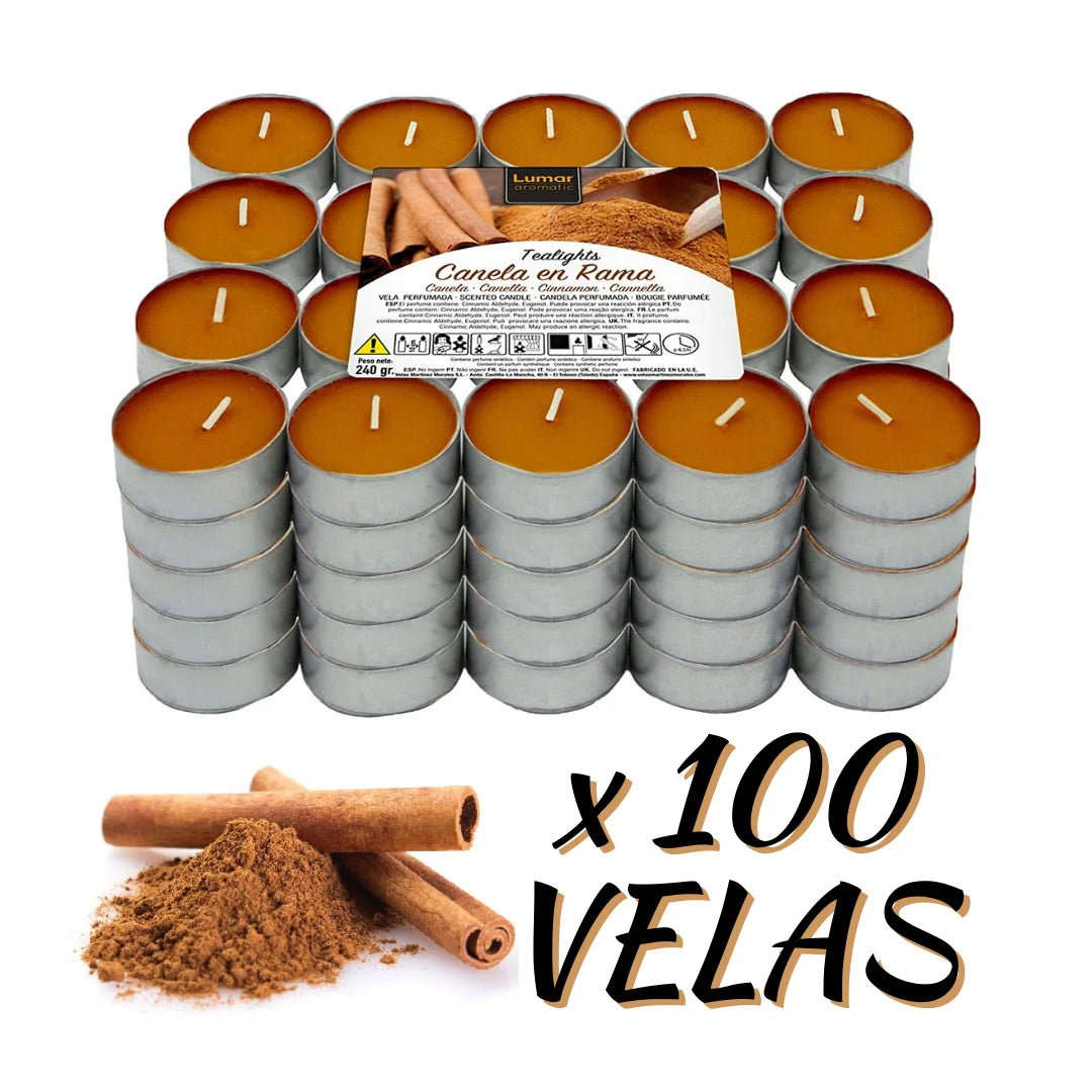 Krown – Pack de 60 o 100 Velas Aromáticas Tealights (4,5h duración) – Vainilla, Canela, Coco, Lavanda y más