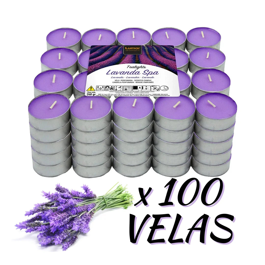 Krown – Pack de 60 o 100 Velas Aromáticas Tealights (4,5h duración) – Vainilla, Canela, Coco, Lavanda y más