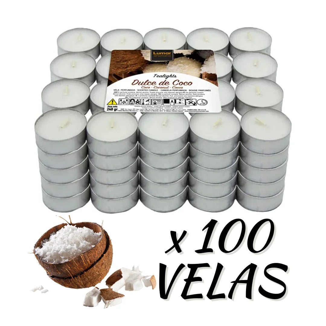 Krown – Pack de 60 o 100 Velas Aromáticas Tealights (4,5h duración) – Vainilla, Canela, Coco, Lavanda y más